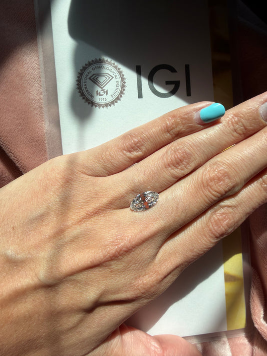2.51 CT Antique-Inspired Moval Lab-Grown Diamond | D VVS2 | IGI Certified