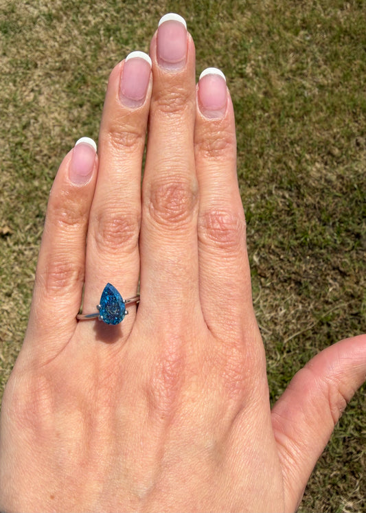 2.53 Carat Fancy Vivid Blue Pear Lab Grown Diamond | VS1 | IGI Certified